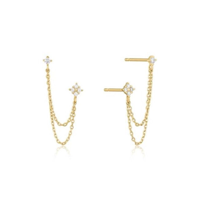 Ellen Double Stud Chain Earrings