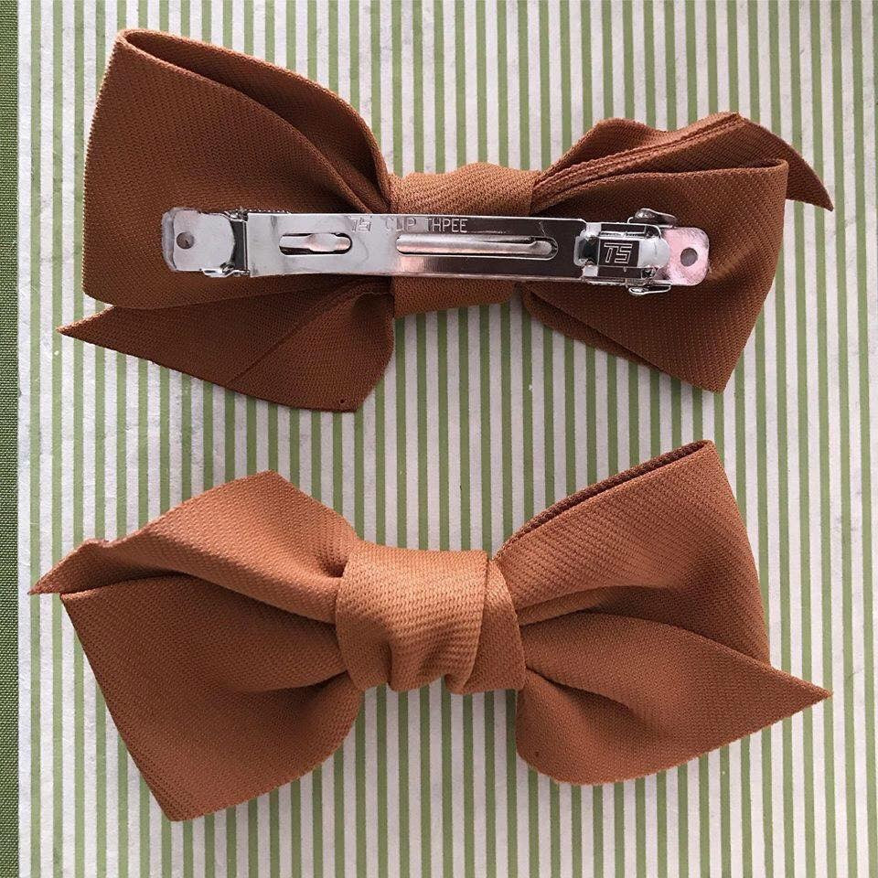 Tan Bow Hair Barrette