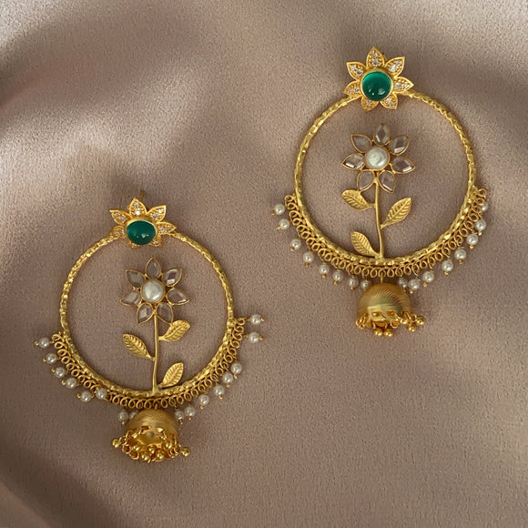 Handcrafted Floral Design Hoop Earrings