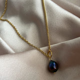 Krista Stainless Steel Black Pearl Necklace