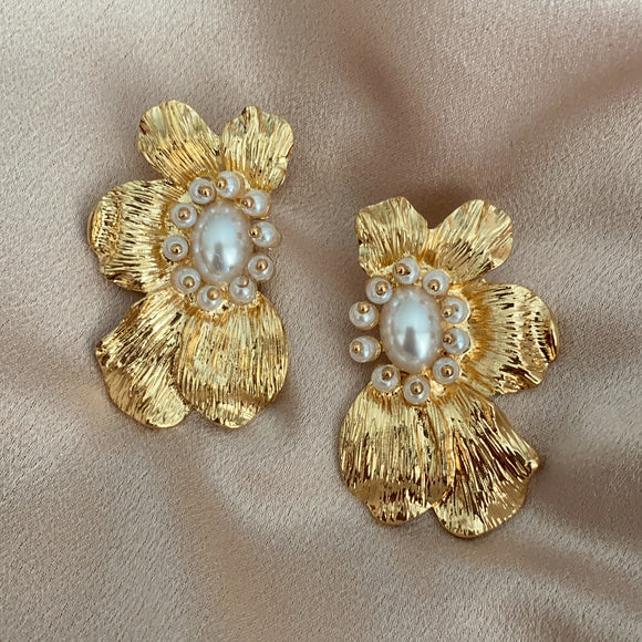 Baroque Floral Pearl Earrings