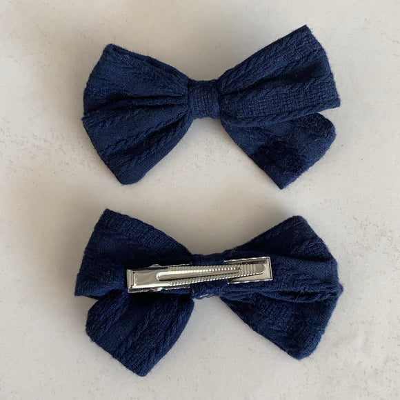 Navy Hair Clips Set of 2